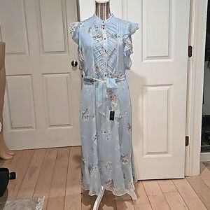 Ralph Lauren Light Blue Floral Midi Dress